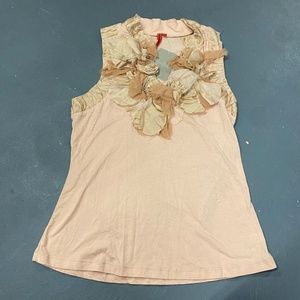 One September Anthropologie Pink/Rose Flower Tank Top NWT